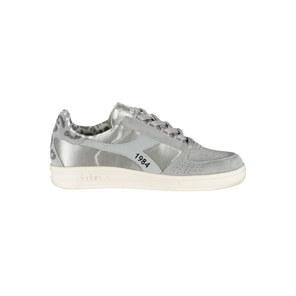 Sparkling Gray Lace-Up Sneakers with Swarovski Crystals