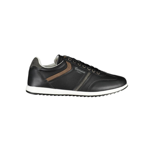 Sleek Black Eco-Leather Sneakers