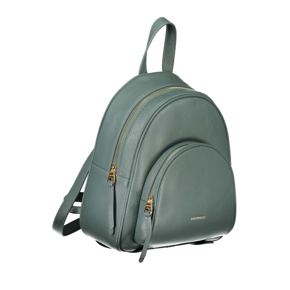 Chic Green Leather Backpack with Adjustable Straps