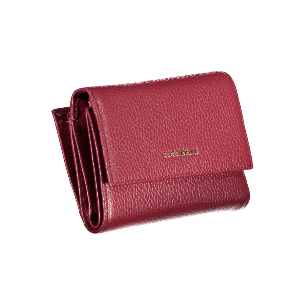 Elegant Pink Leather Tri-Fold Wallet