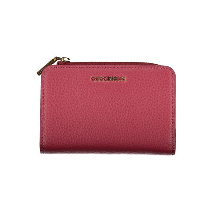 Elegant Pink Leather Wallet with Secure Closures