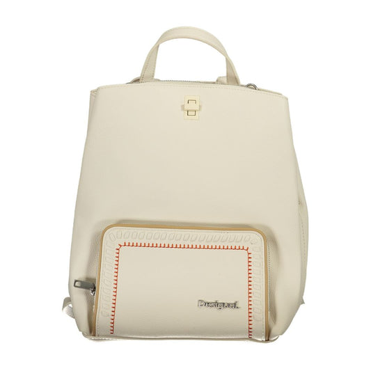 Elegant White Backpack with Contrast Details