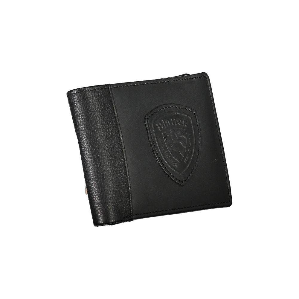 Elegant Black Leather Wallet with Contrast Details