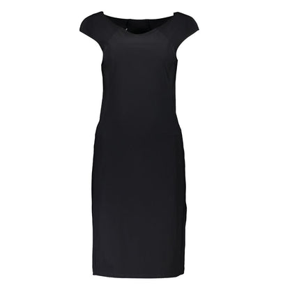 Elegant Black Boat Neck Dress with Wide Straps