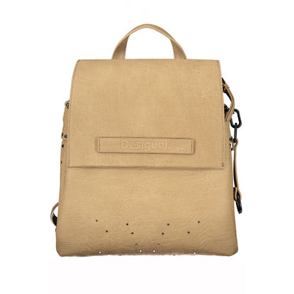 Beige Contrast Detail Fashion Backpack