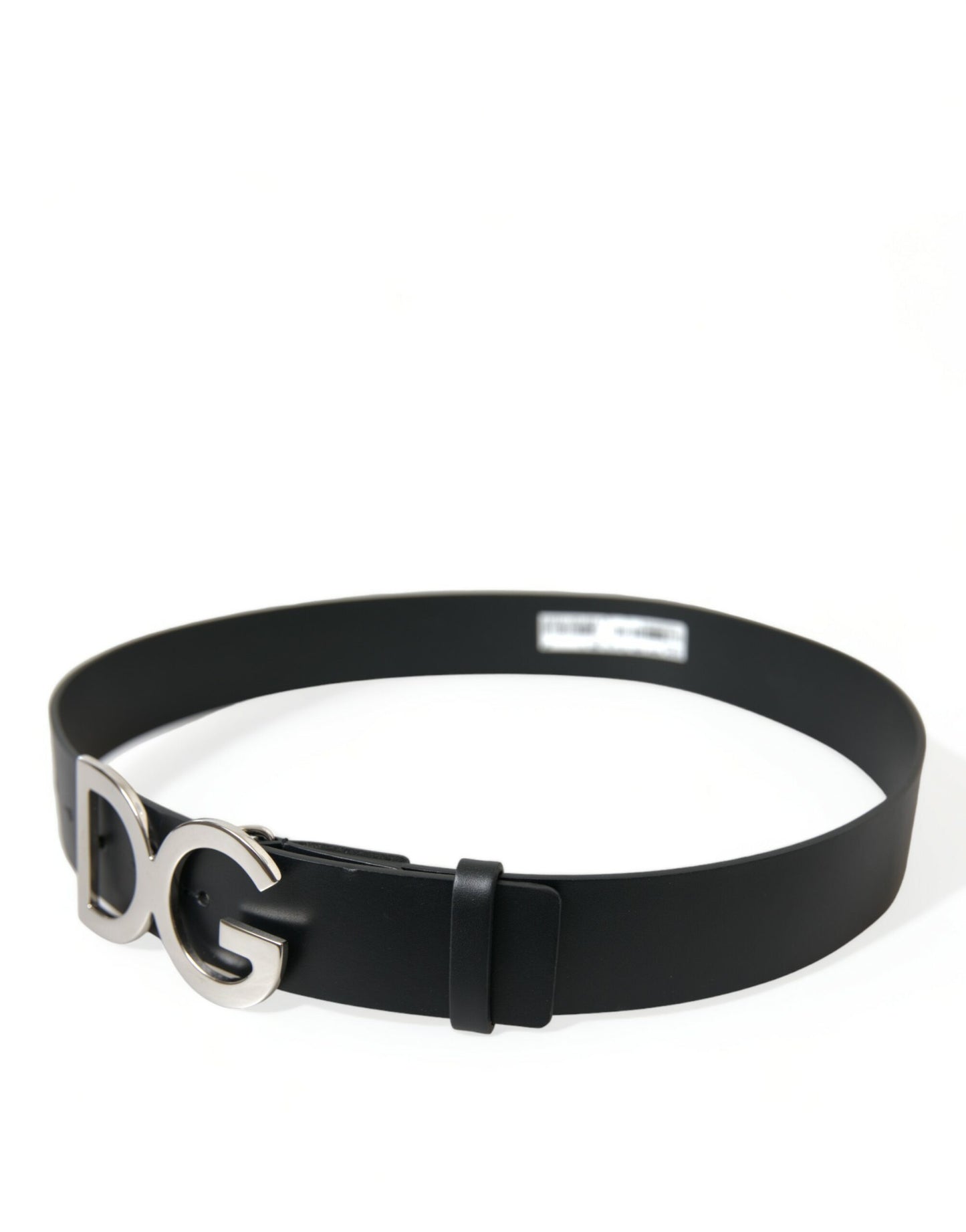 Elegant Black Leather Belt with Metal Buckle