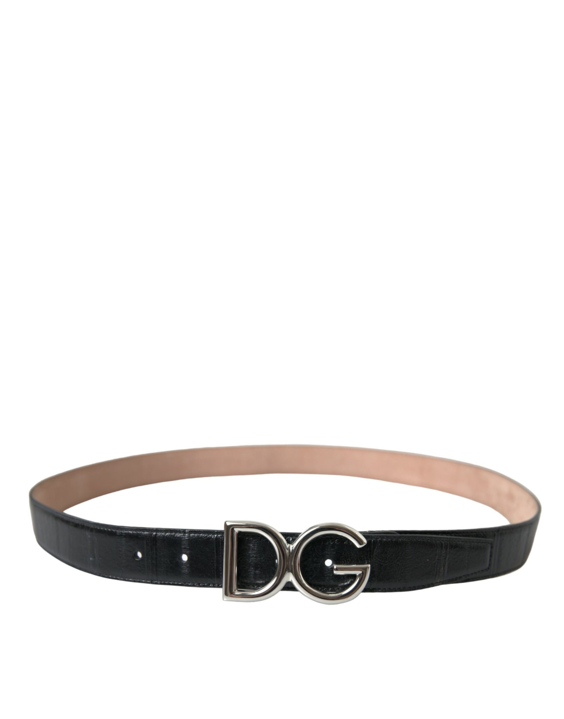 Chic Black Leather Belt with Metal Buckle