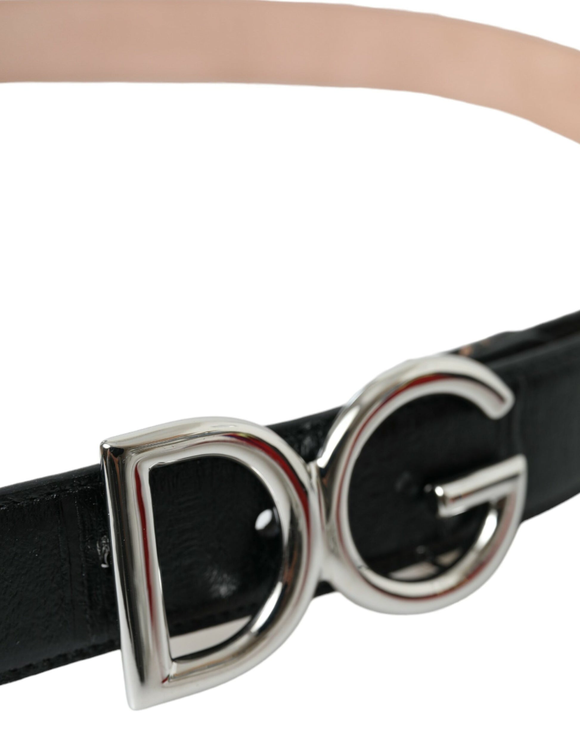 Chic Black Leather Belt with Metal Buckle