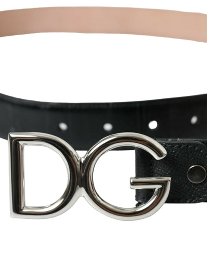 Chic Black Leather Belt with Metal Buckle