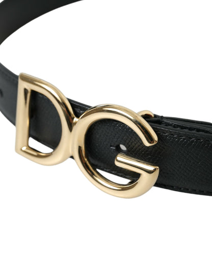 Elegant Black Leather Waist Belt