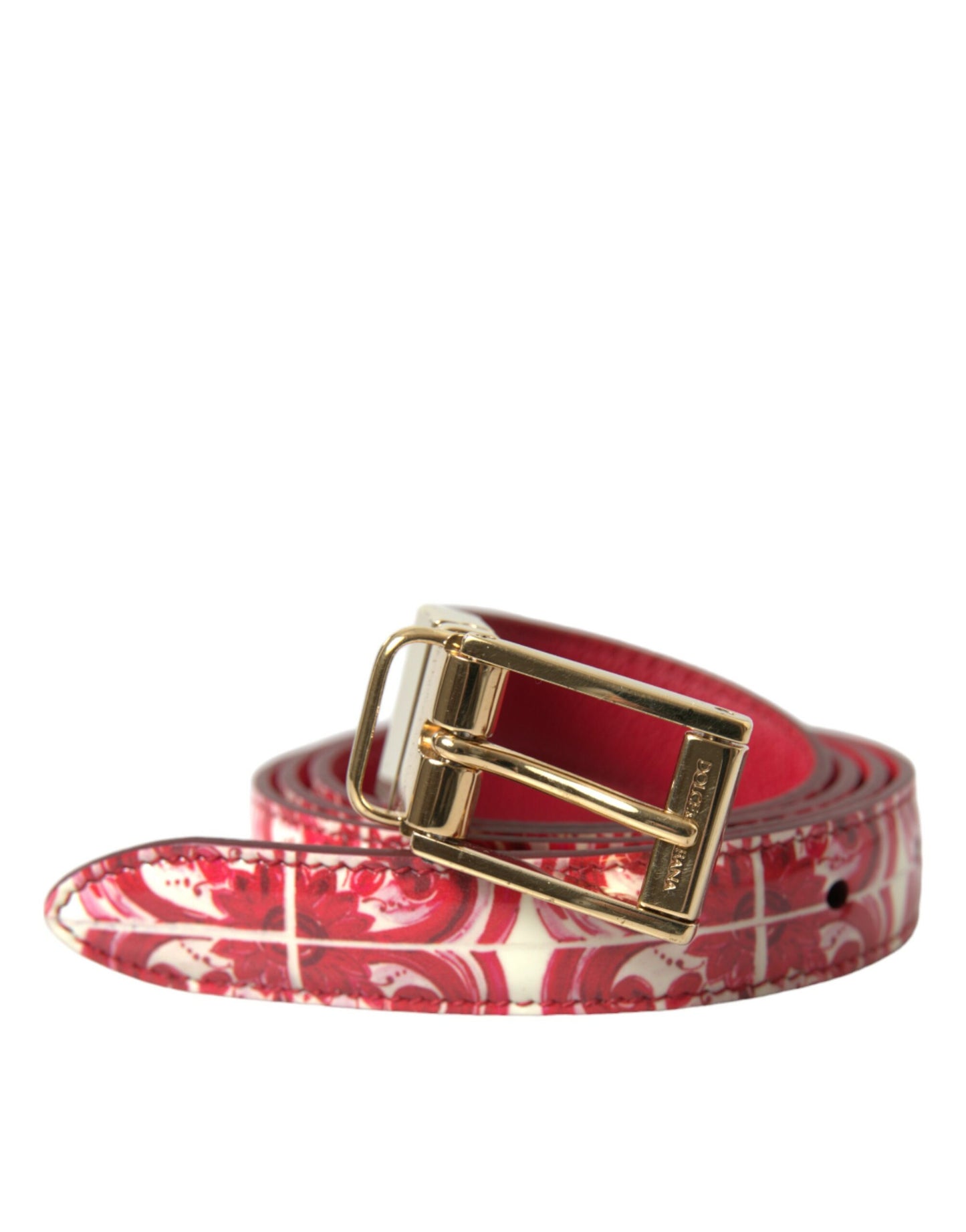 Elegant Red Calfskin Waist Belt