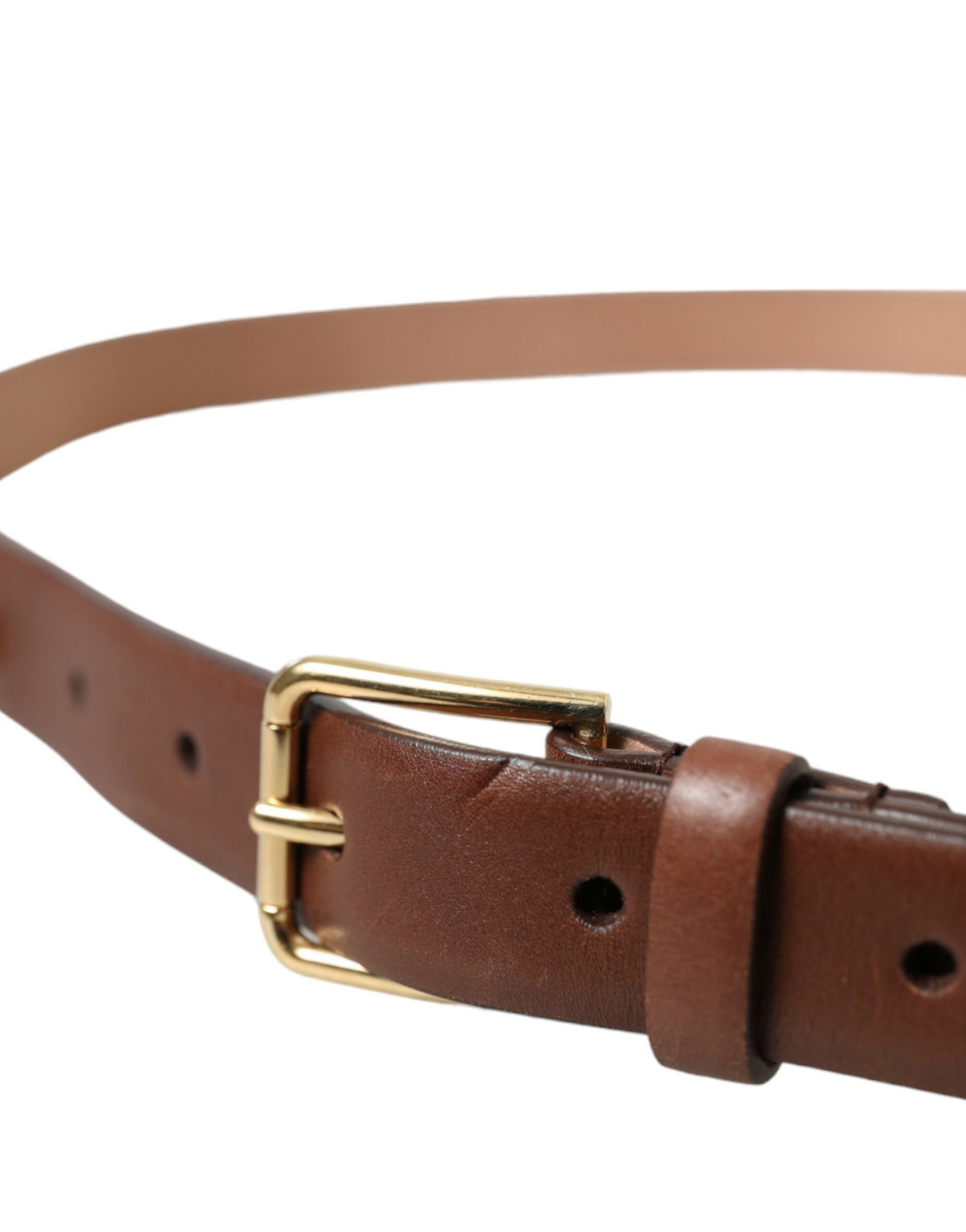 Elegant Brown Calf Leather Waist Belt