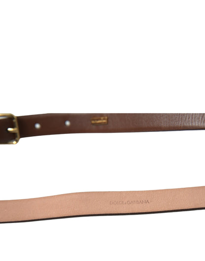 Elegant Brown Calf Leather Waist Belt