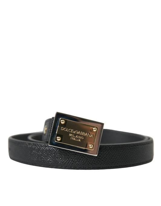 Elegant Black Leather Waisted Belt