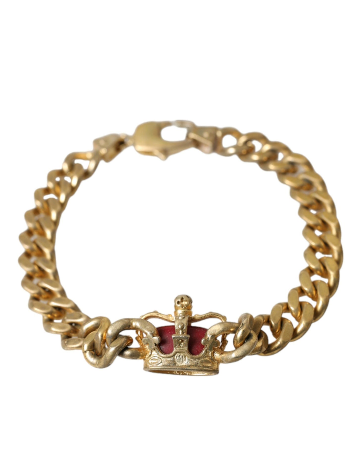 Opulent Gold-Tone Chain Bracelet with Red Accents