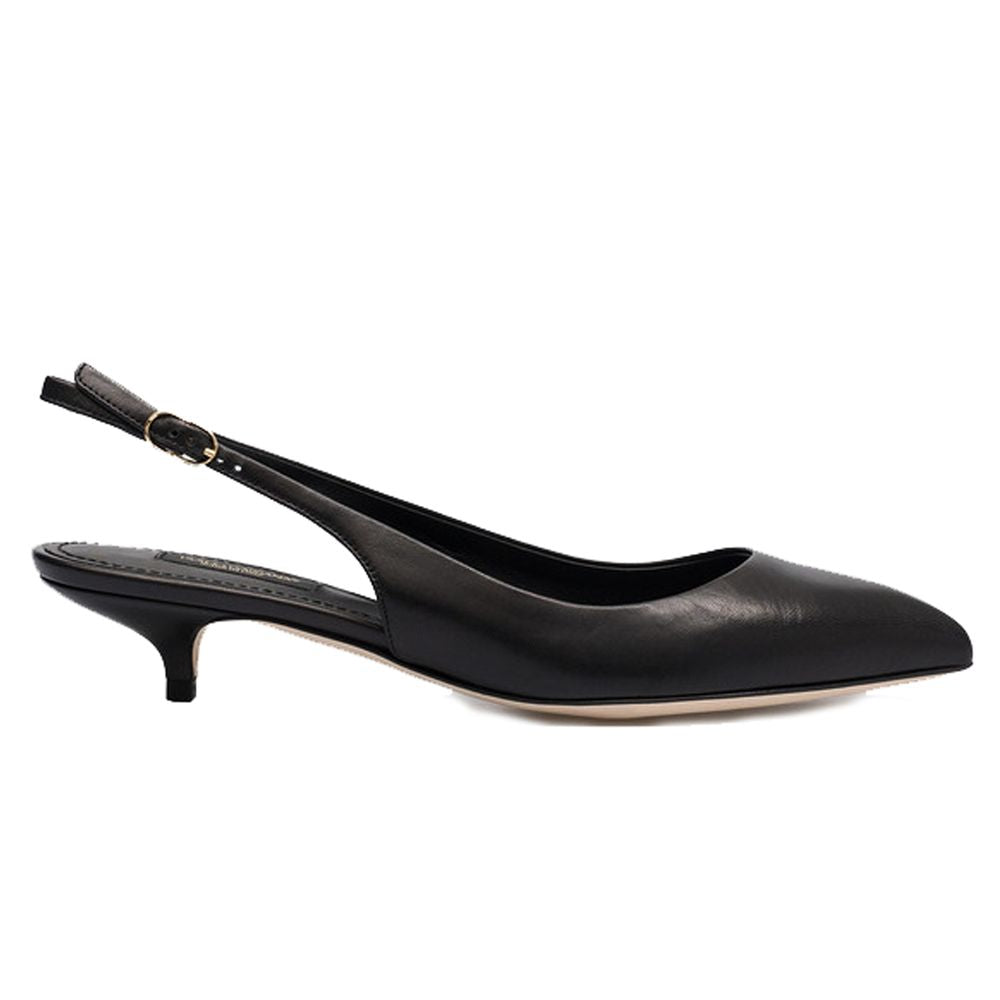 Elegant Black Leather Sling Pumps