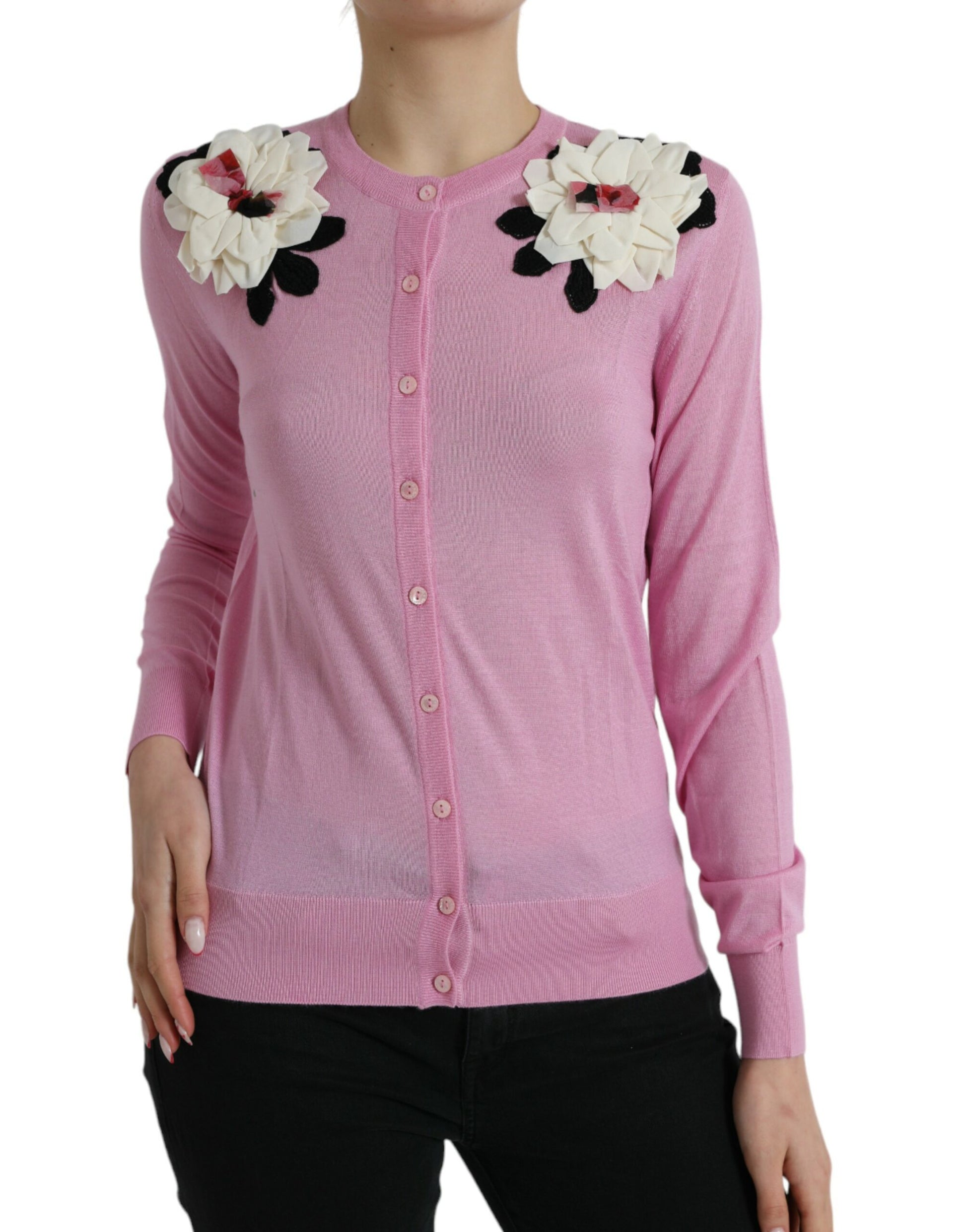 Elegant Cashmere Silk Pink Cardigan