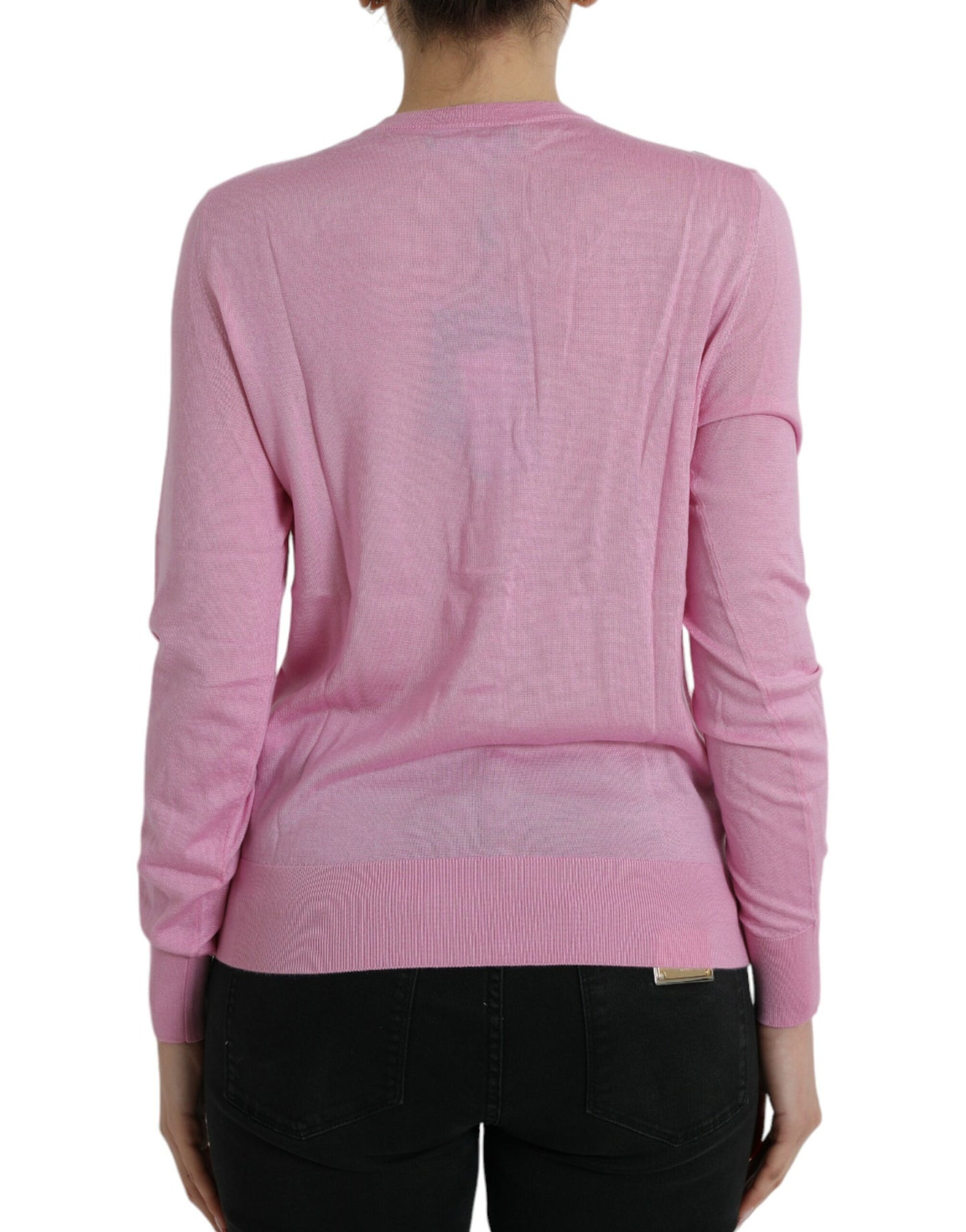 Elegant Cashmere Silk Pink Cardigan