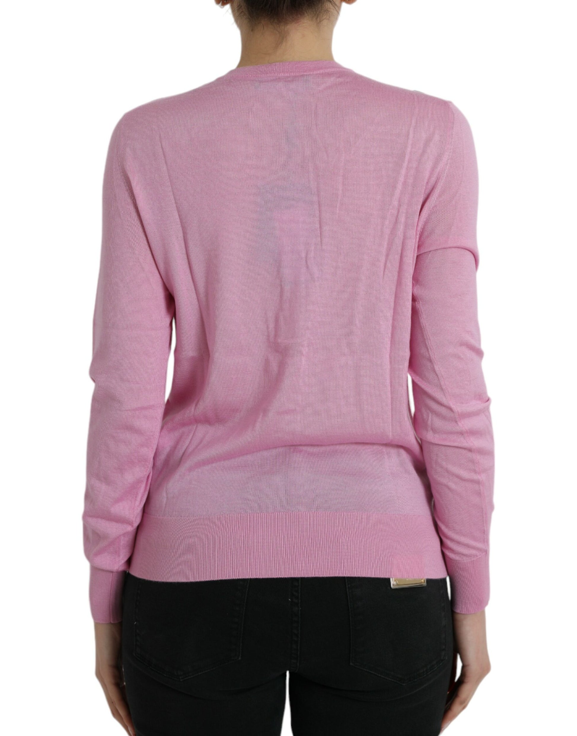 Elegant Cashmere Silk Pink Cardigan