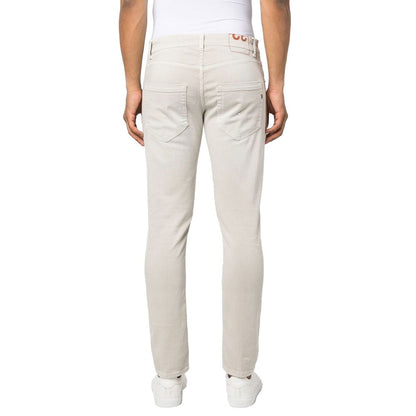 Cream-Colored Cotton Blend Trousers