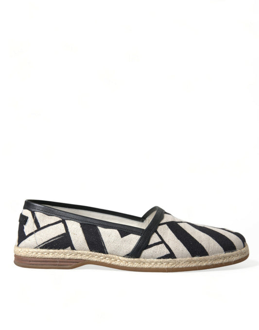 Chic Striped Luxury Leather Espadrilles