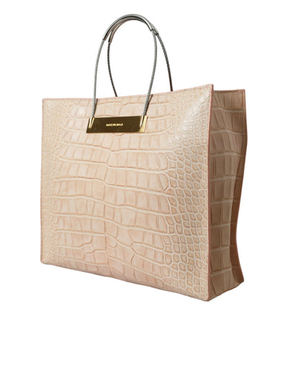 Alligator Leather Chic Pink Tote Bag