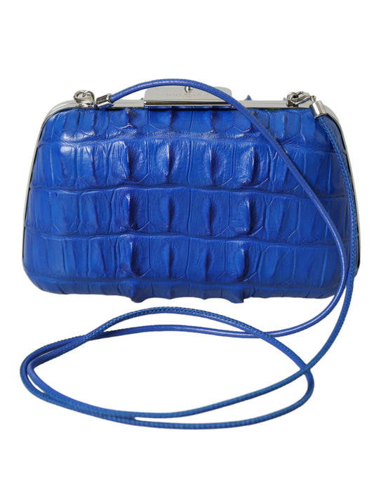 Electric Blue Crocodile Skin Clutch