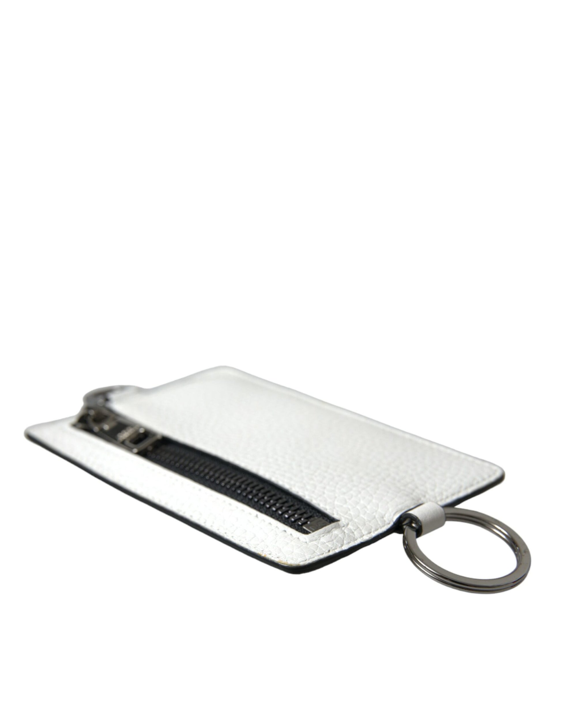 White Calf Leather Lanyard Logo Card Holder Wallet