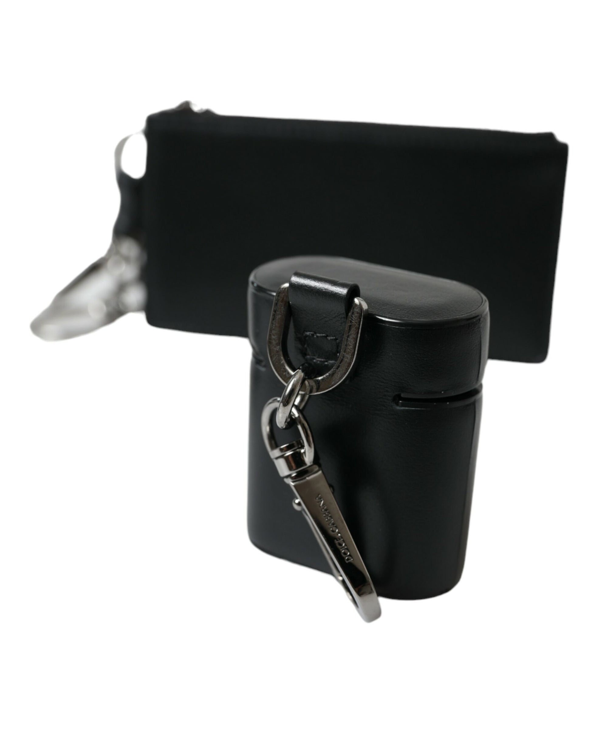 Black Leather Zip Logo Strap Multi Kit Airpod Case