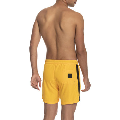 Yellow Polyester Men Swimwear