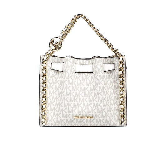 Mina Small Belted Cream Signature PVC Chain Inlay Crossbody Bag