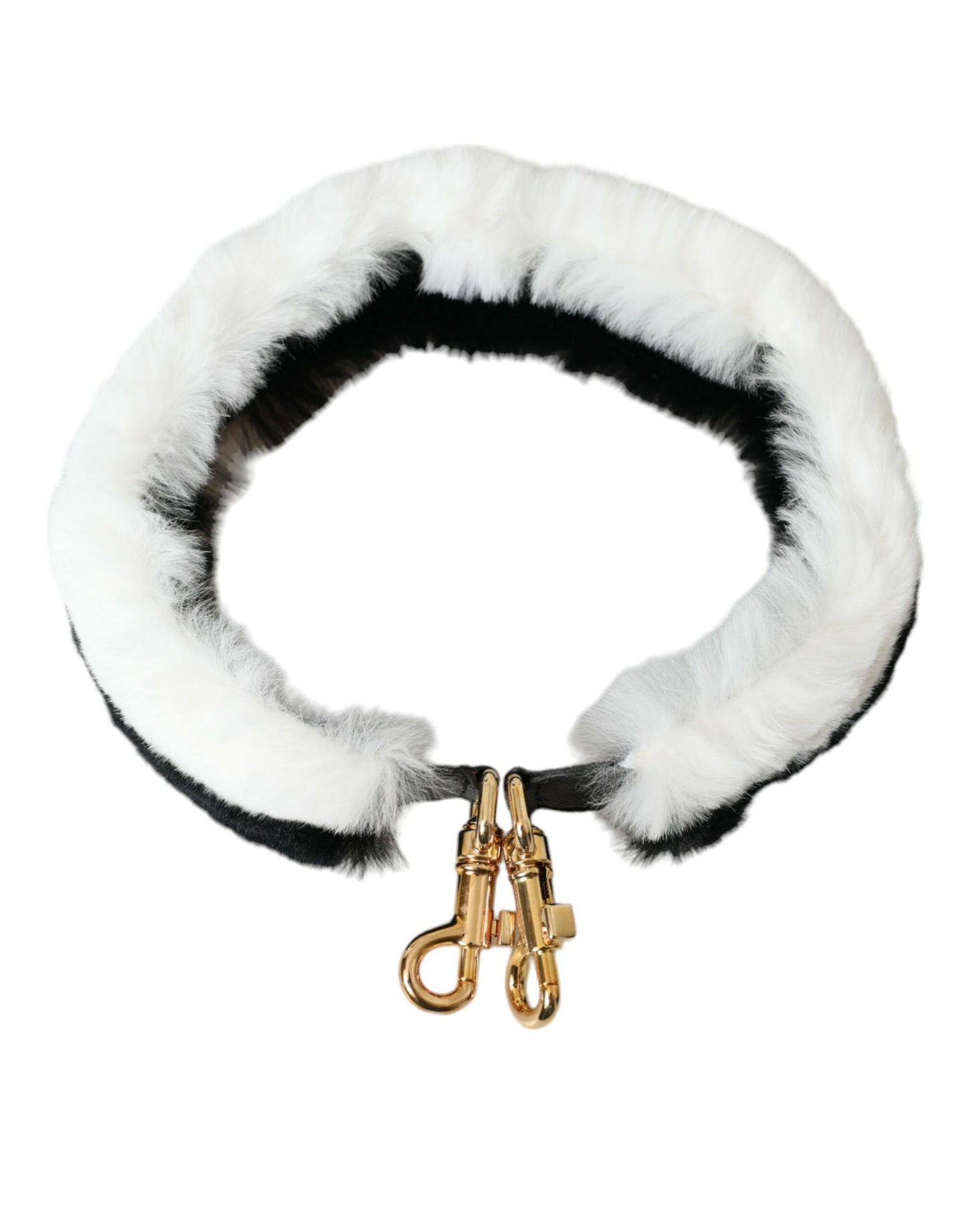 Black White Lapin Fur Accessory Shoulder Strap