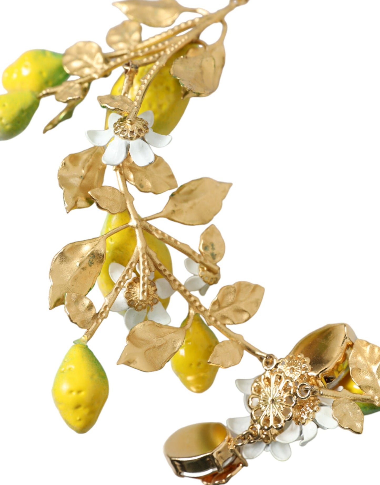 Gold Brass Chain Crystal Lemon Lily Pendant Necklace