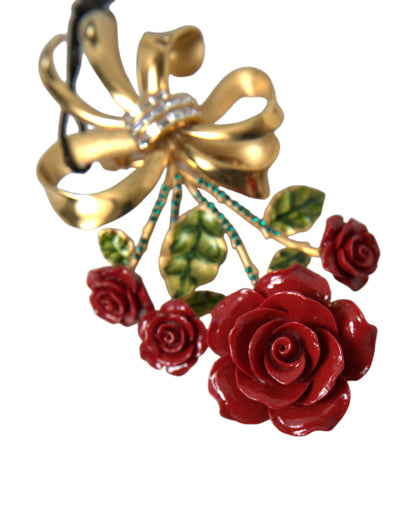 Gold Tone Brass Rose Crystal Women Hair Clip