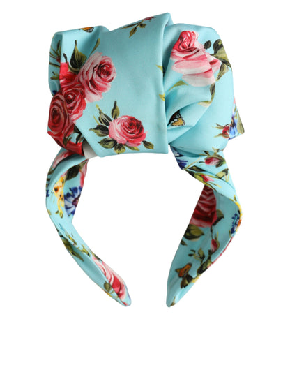 Turquoise Floral Applique Silk Women Headband Diadem