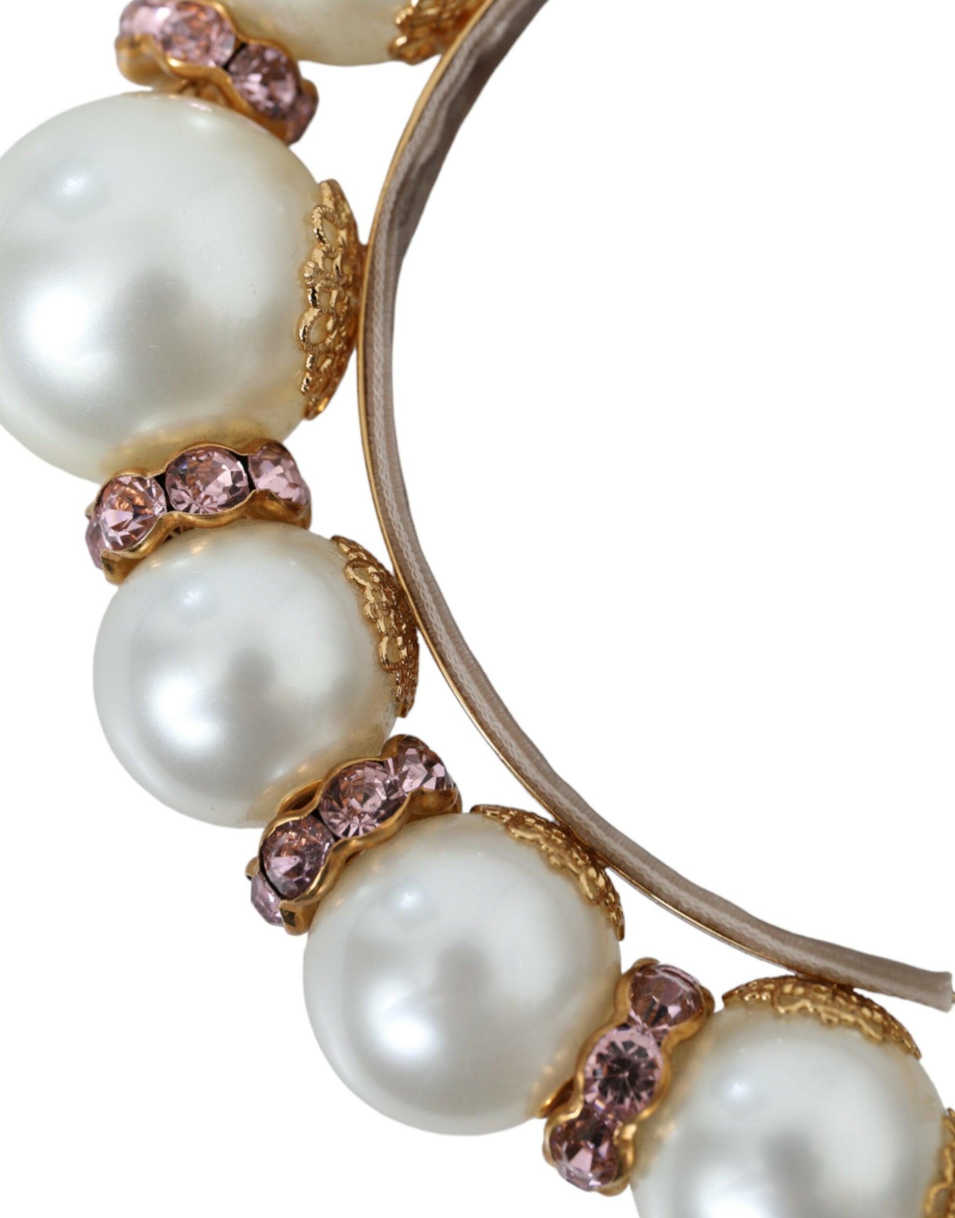 White Faux Pearl Crystal Embellished Headband Diadem