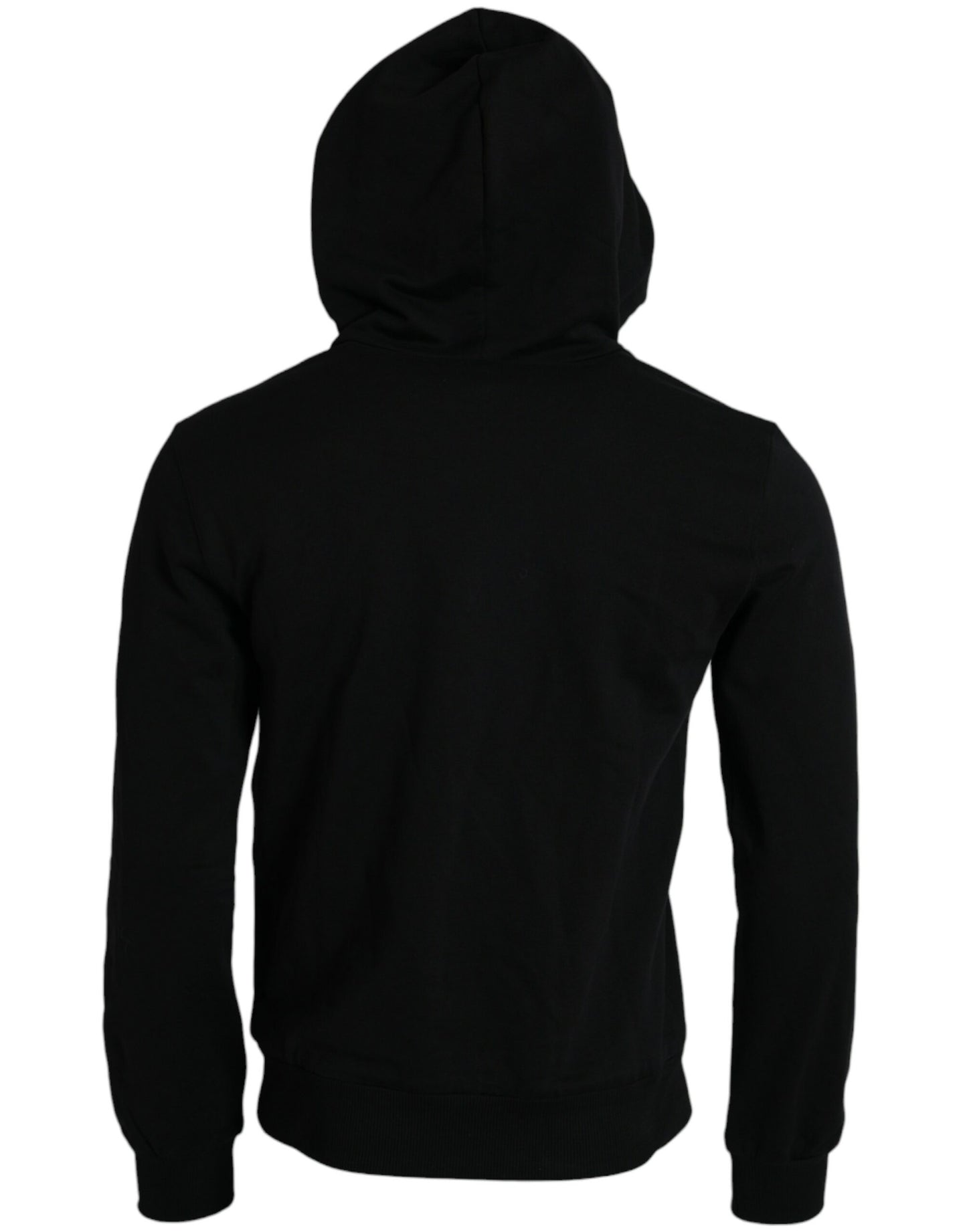 Black Cotton Hooded Pullover Sweater