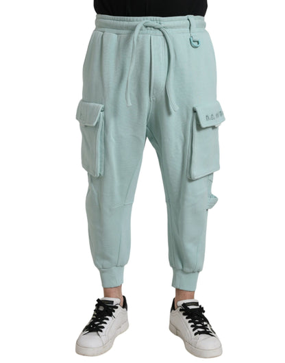 Light Blue Cotton Cargo Jogger Sweatpants Pants