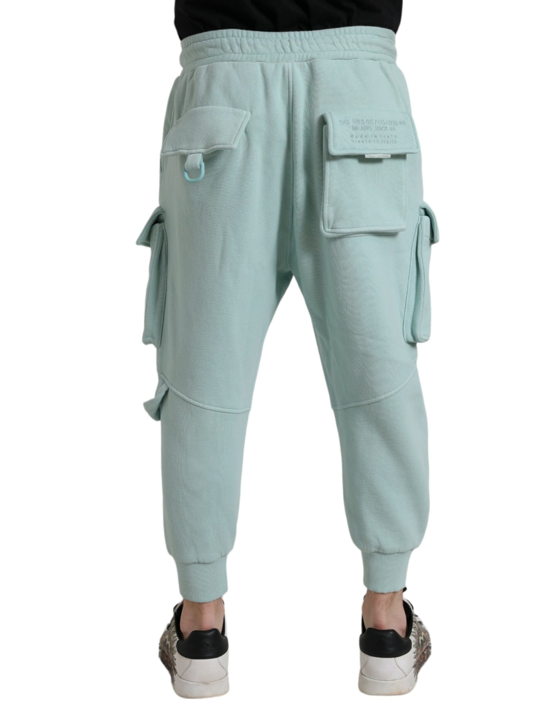 Light Blue Cotton Cargo Jogger Sweatpants Pants