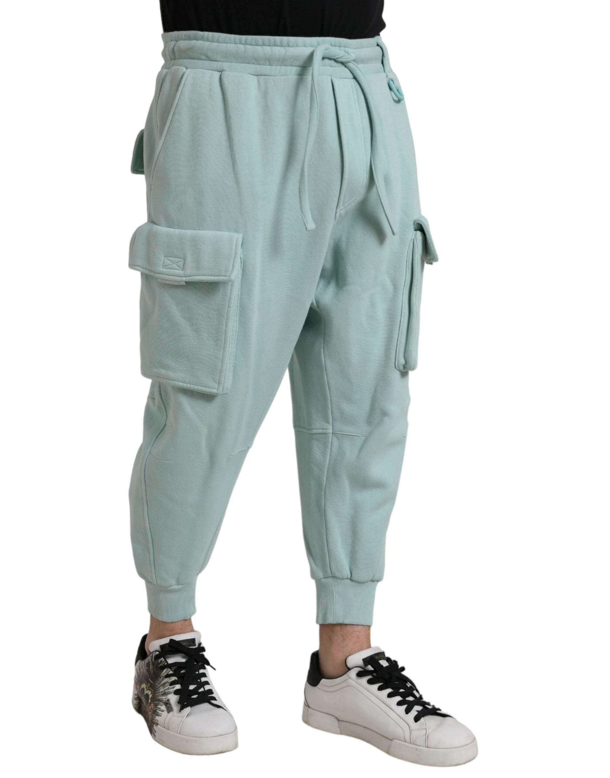 Light Blue Cotton Cargo Jogger Sweatpants Pants