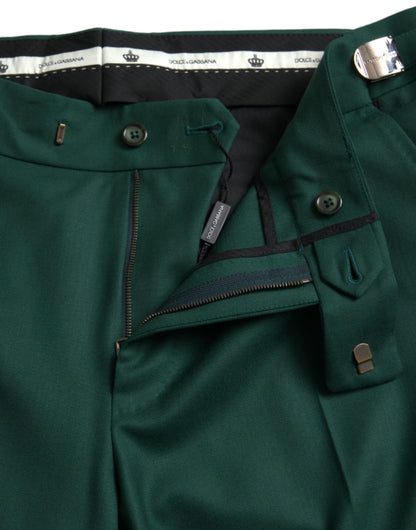 Green Wool Men Slim Fit Chino Pants