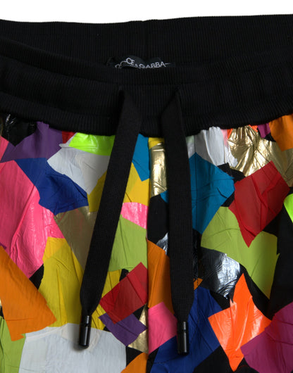 Multicolor Print Nylon Jogger Sweatpants Pants