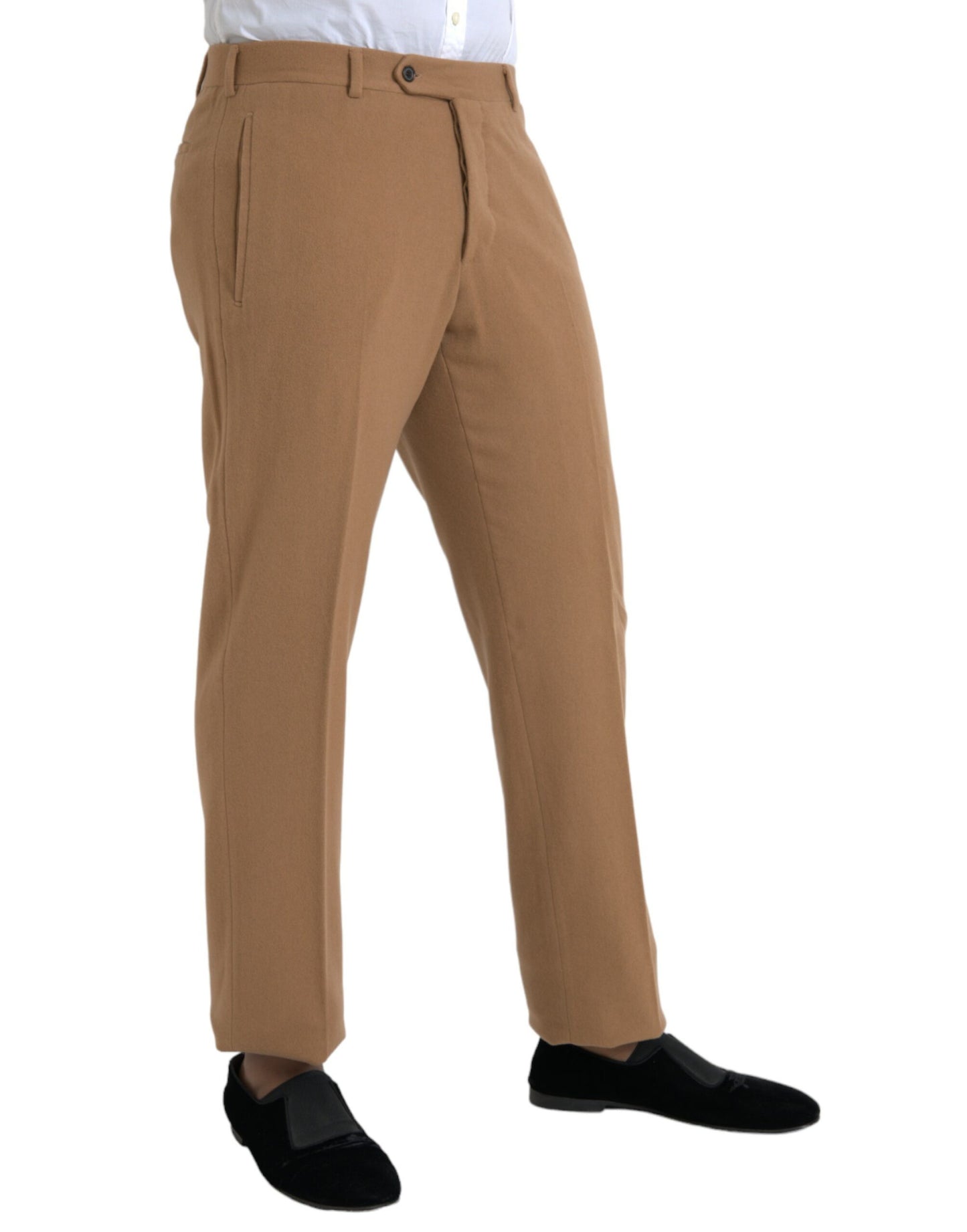 Beige Cashmere Men Straight Fit Dress Pants