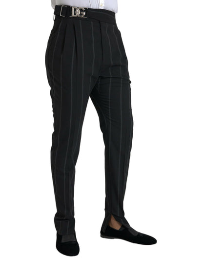 Black Striped Men Slim Dress Pants