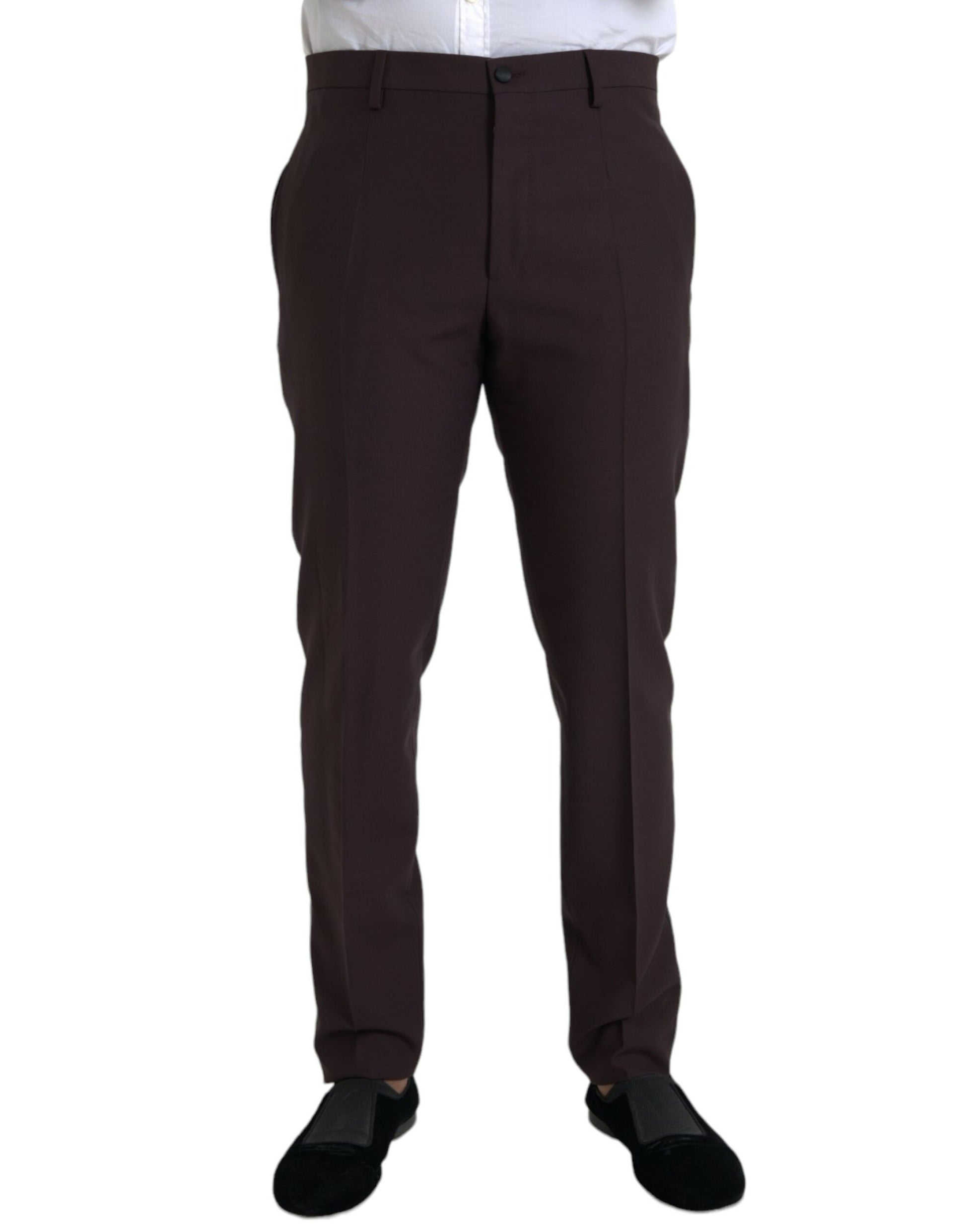 Dark Brown Wool Slim Fit Pants