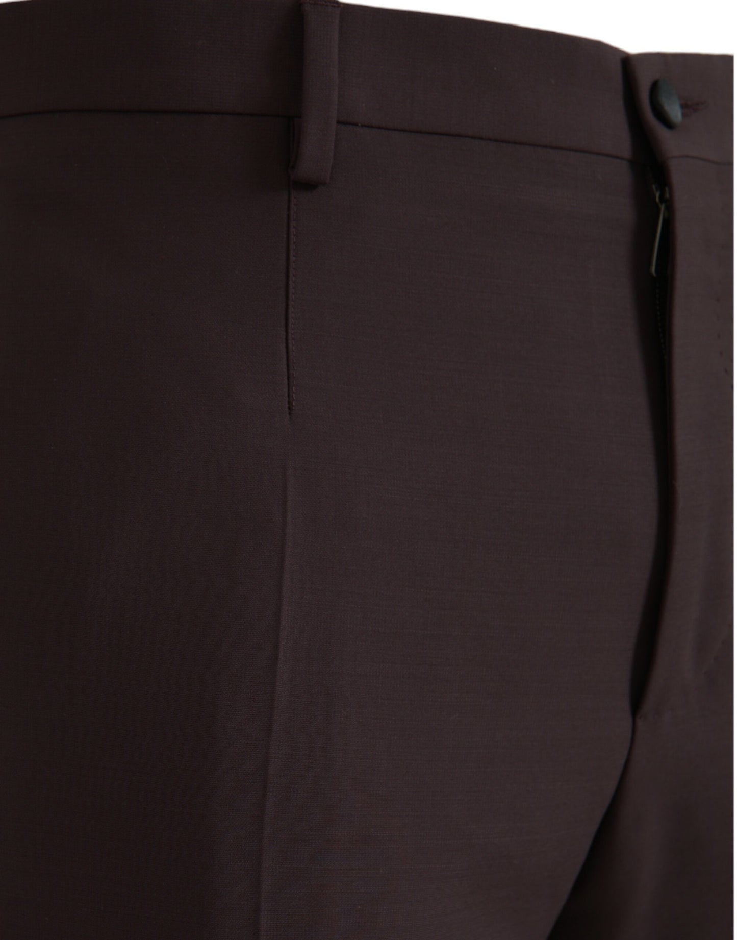 Dark Brown Wool Slim Fit Pants