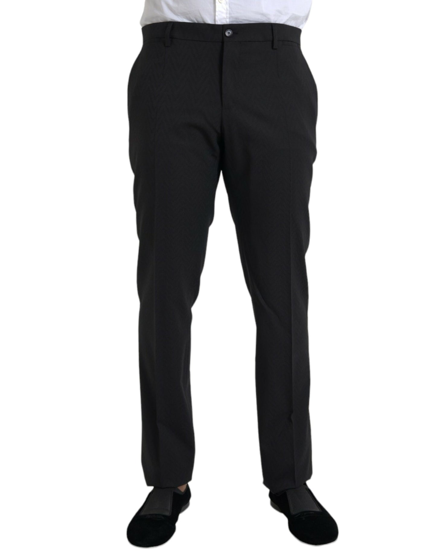 Black Wool Men Skinny Dress Pants