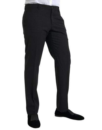 Black Wool Men Skinny Dress Pants