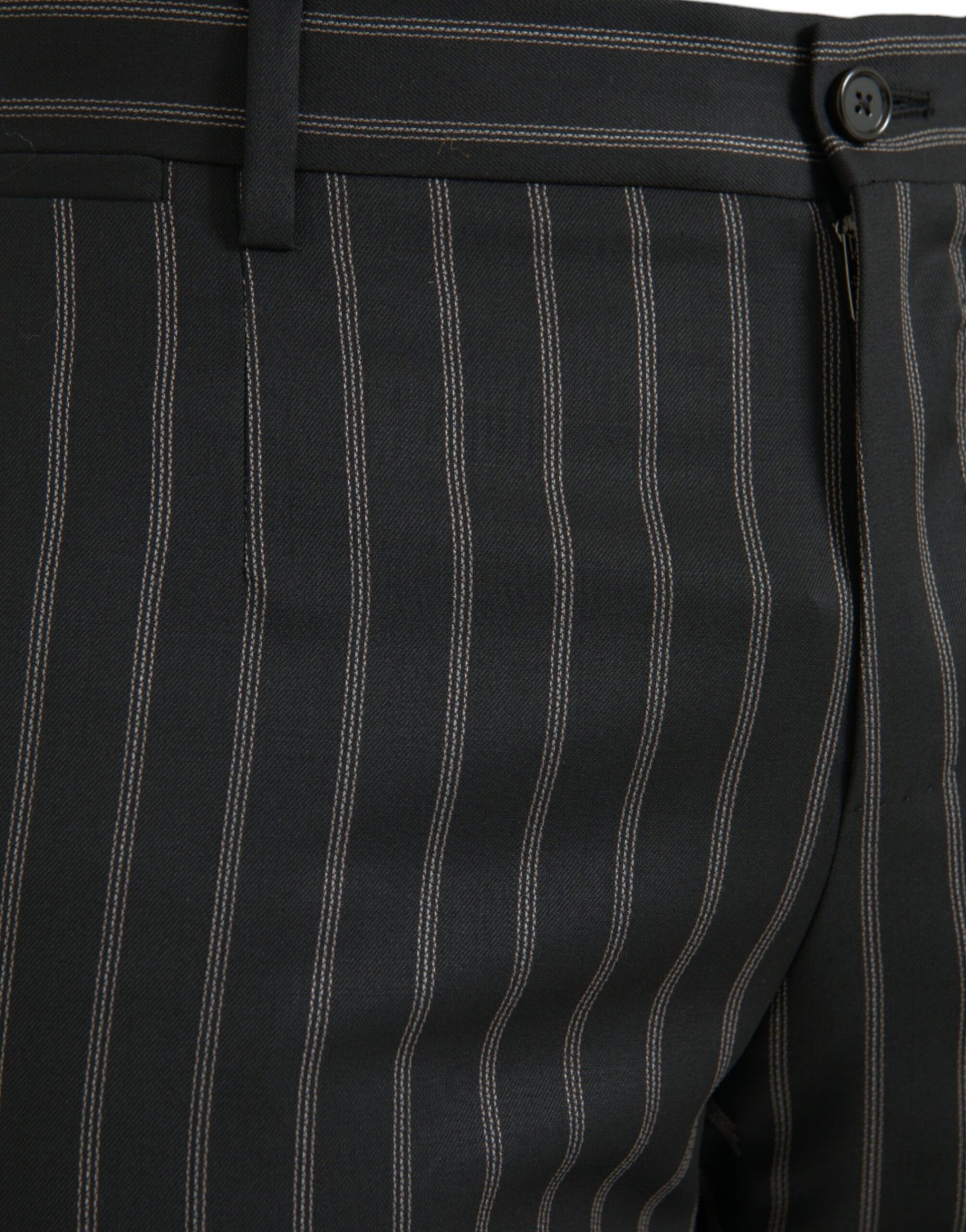 Black Striped Wool Skinny Dress Pants