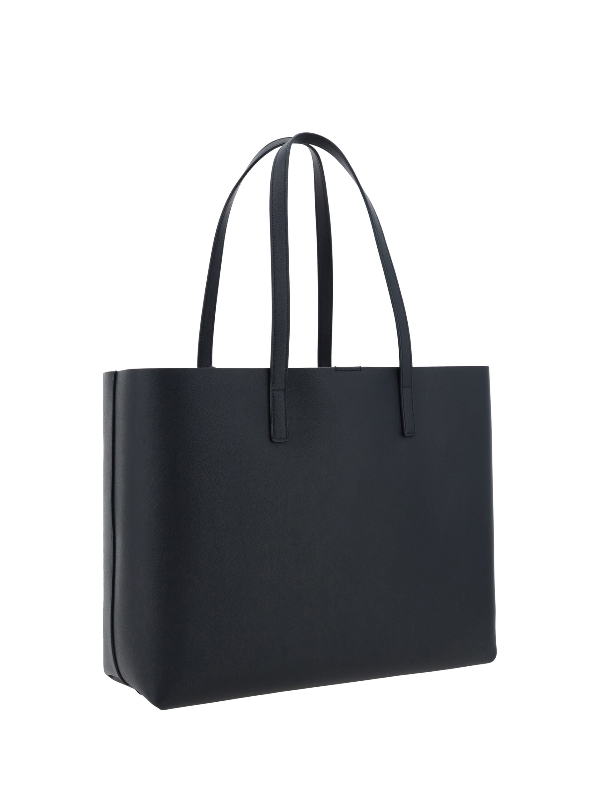 Black Calf Leather Tote Shoulder Bag